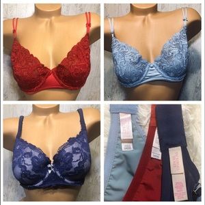 Victoria’s Secret 3 bras 34DD lined Demi Style # 9